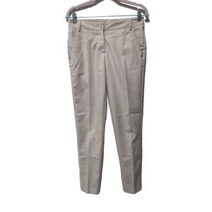 Puma Flat Front Slim Fit Stretch Logo Casual Trouser Pants Beige Cream Size 2